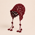 Hand-Crocheted Openwork Floral Tassel Bonnet