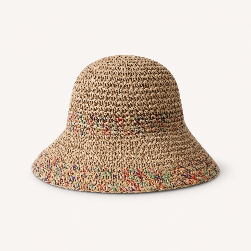 Women’s Colorful Open-Weave Wide Brim Straw Sun Hat