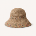 Women’s Colorful Open-Weave Wide Brim Straw Sun Hat