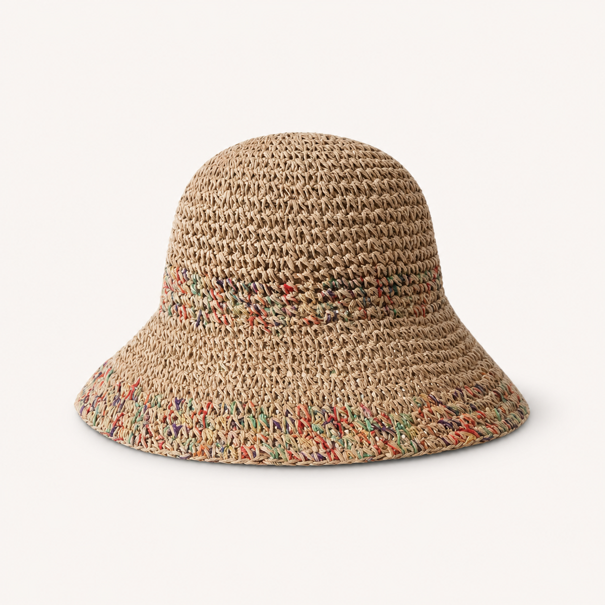 Women’s Colorful Open-Weave Wide Brim Straw Sun Hat