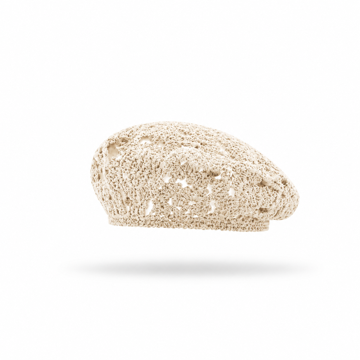 Women's Large-Fit Openwork Crochet Straw Beret – Artist Hat