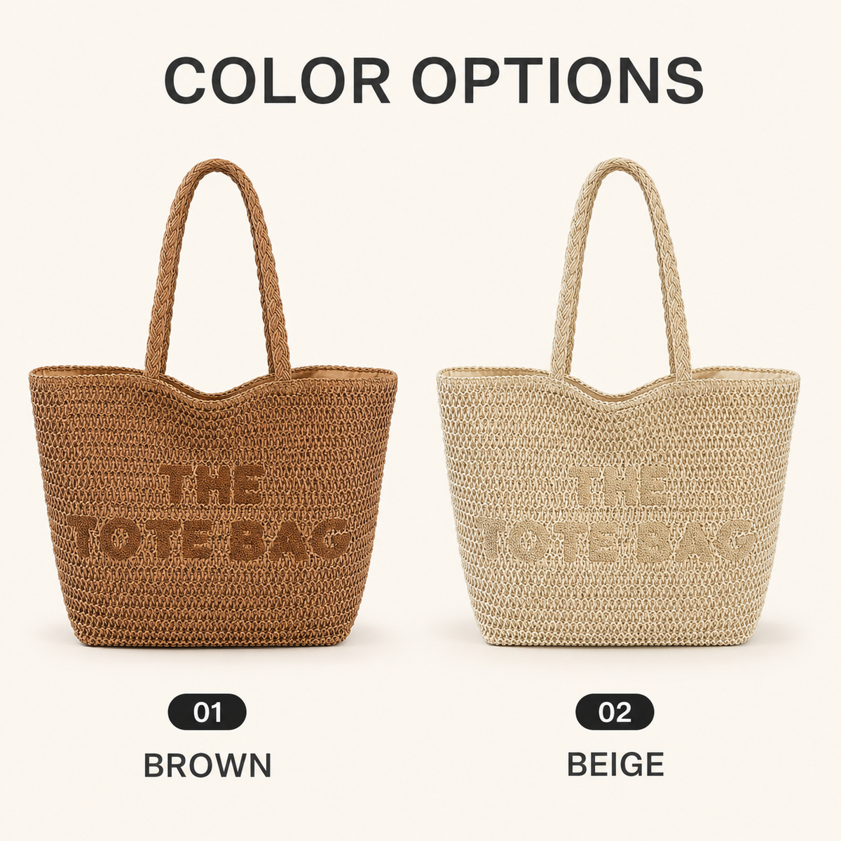 Women’s Large Woven Paper Straw Tote Bag with Zipper