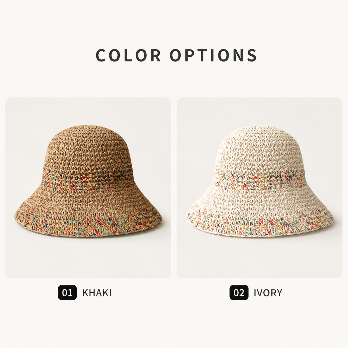 Women’s Colorful Open-Weave Wide Brim Straw Sun Hat