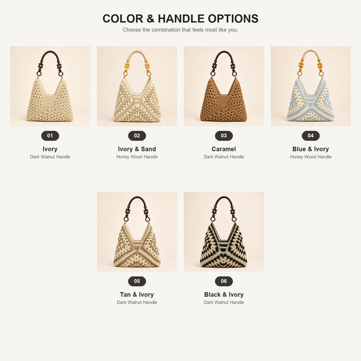 Handwoven Paper Yarn Hobo Bag with Wooden Bead Handle