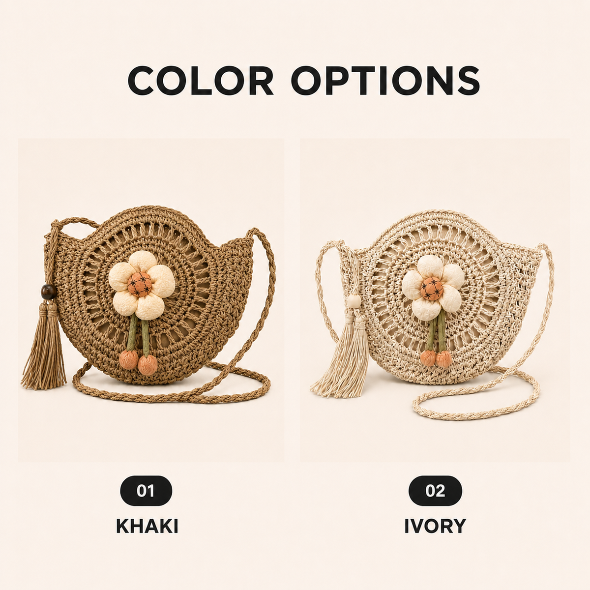 Two ways to wear the floral straw bag