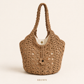 Crochet Floral Cotton-Linen Tote Bag