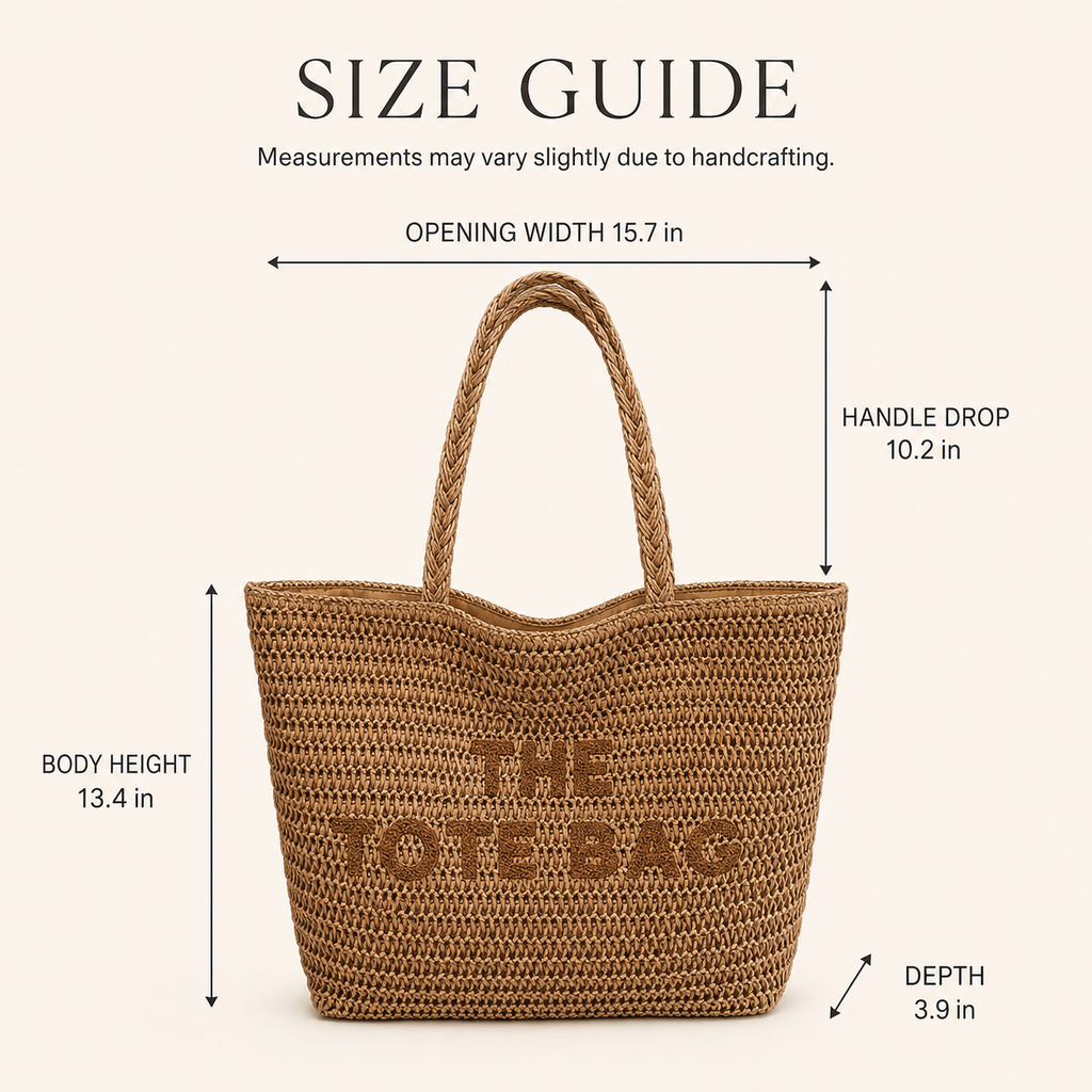 Women’s Large Woven Paper Straw Tote Bag with Zipper