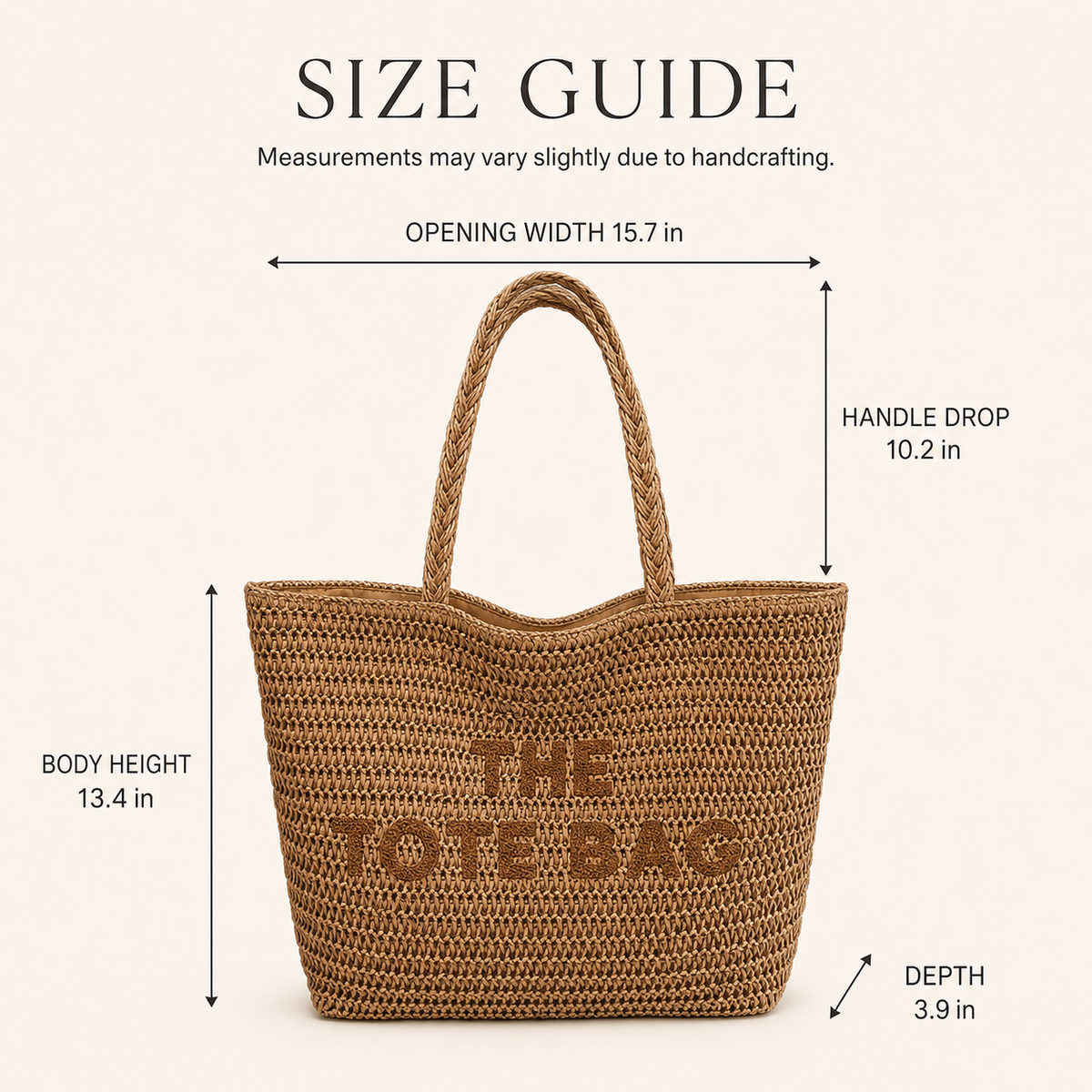 Women’s Large Woven Paper Straw Tote Bag with Zipper