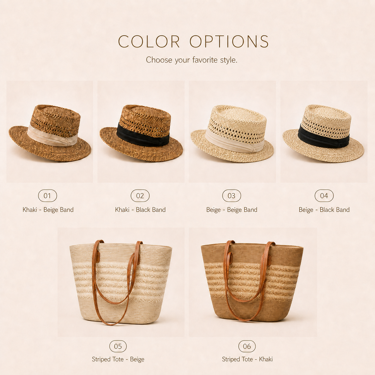 Women’s Wide-Brim Woven Straw Hat & Matching Tote Bag