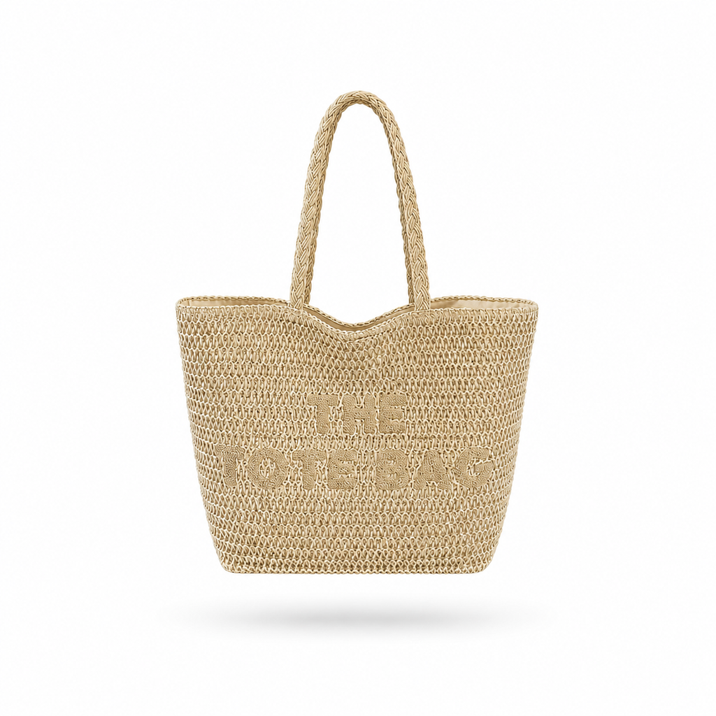 Women’s Large Woven Paper Straw Tote Bag with Zipper