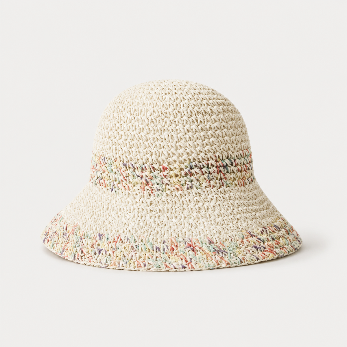 Women’s Colorful Open-Weave Wide Brim Straw Sun Hat