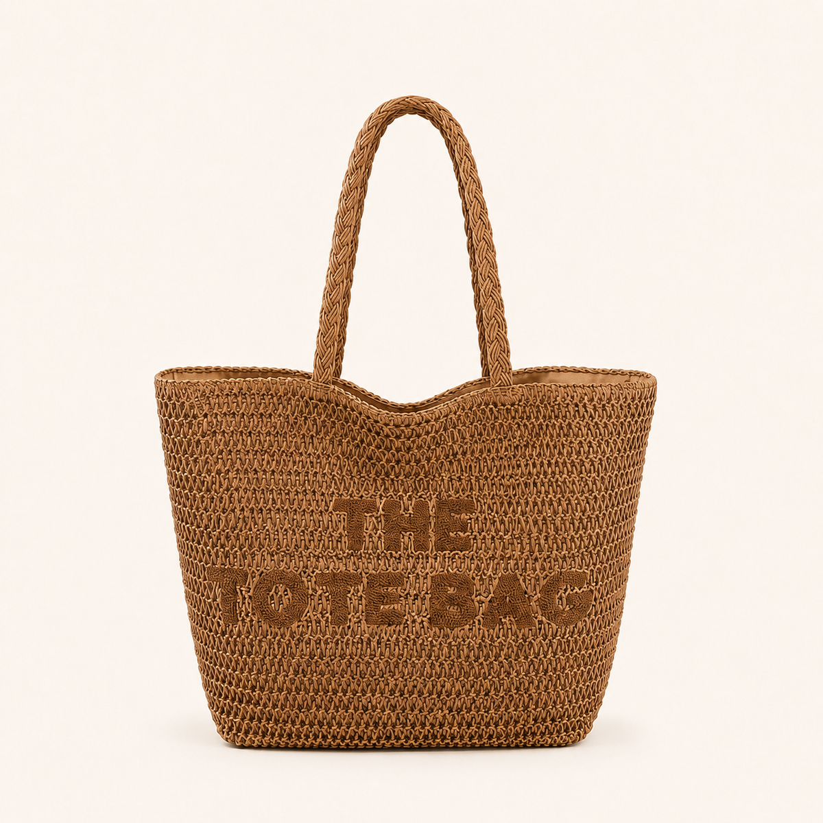 Women’s Large Woven Paper Straw Tote Bag with Zipper
