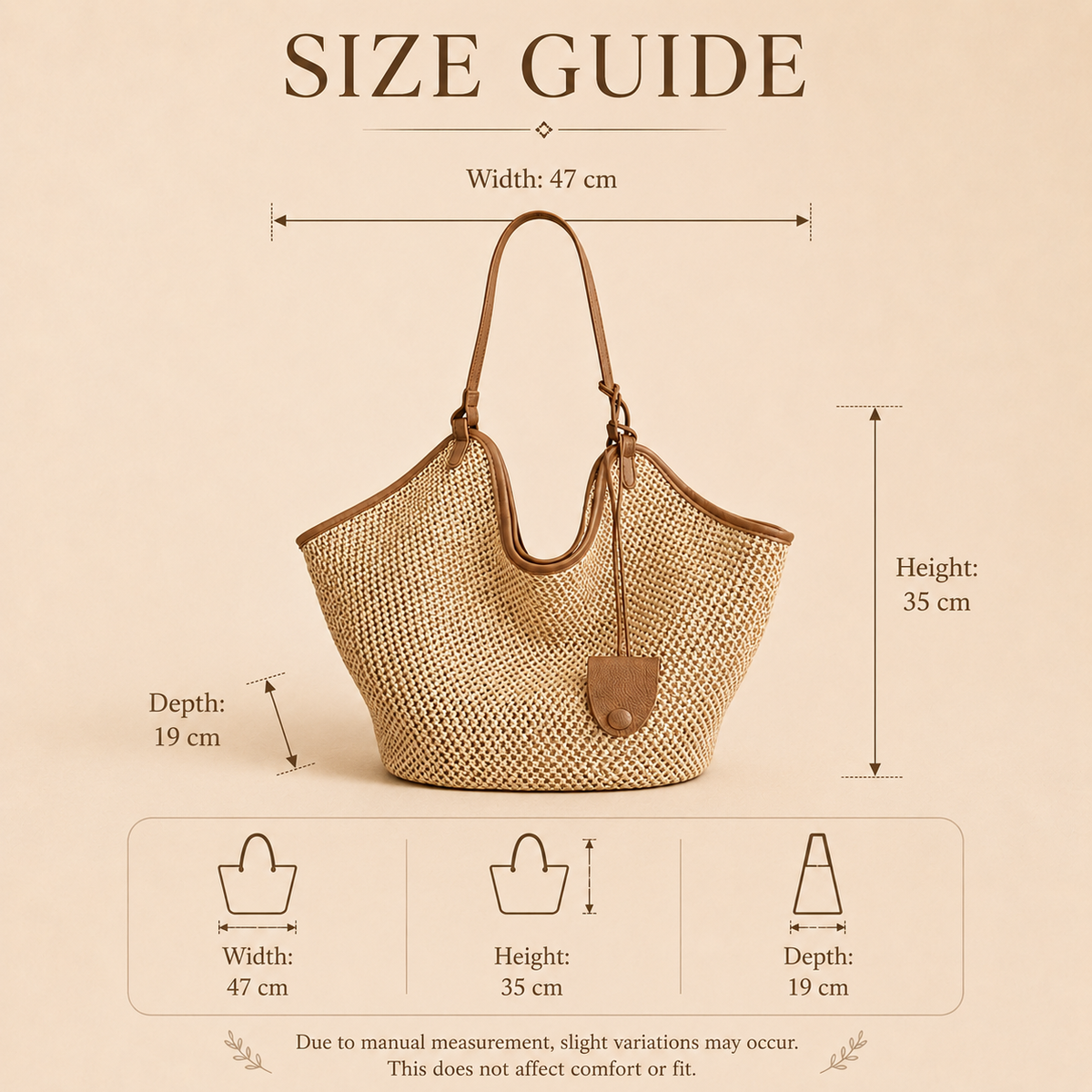 French-Inspired Large Woven Straw Tote Bag Set with PU Pouch