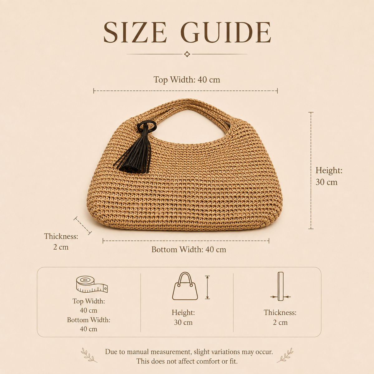 Woven Straw Beach Tote Bag with Tassel