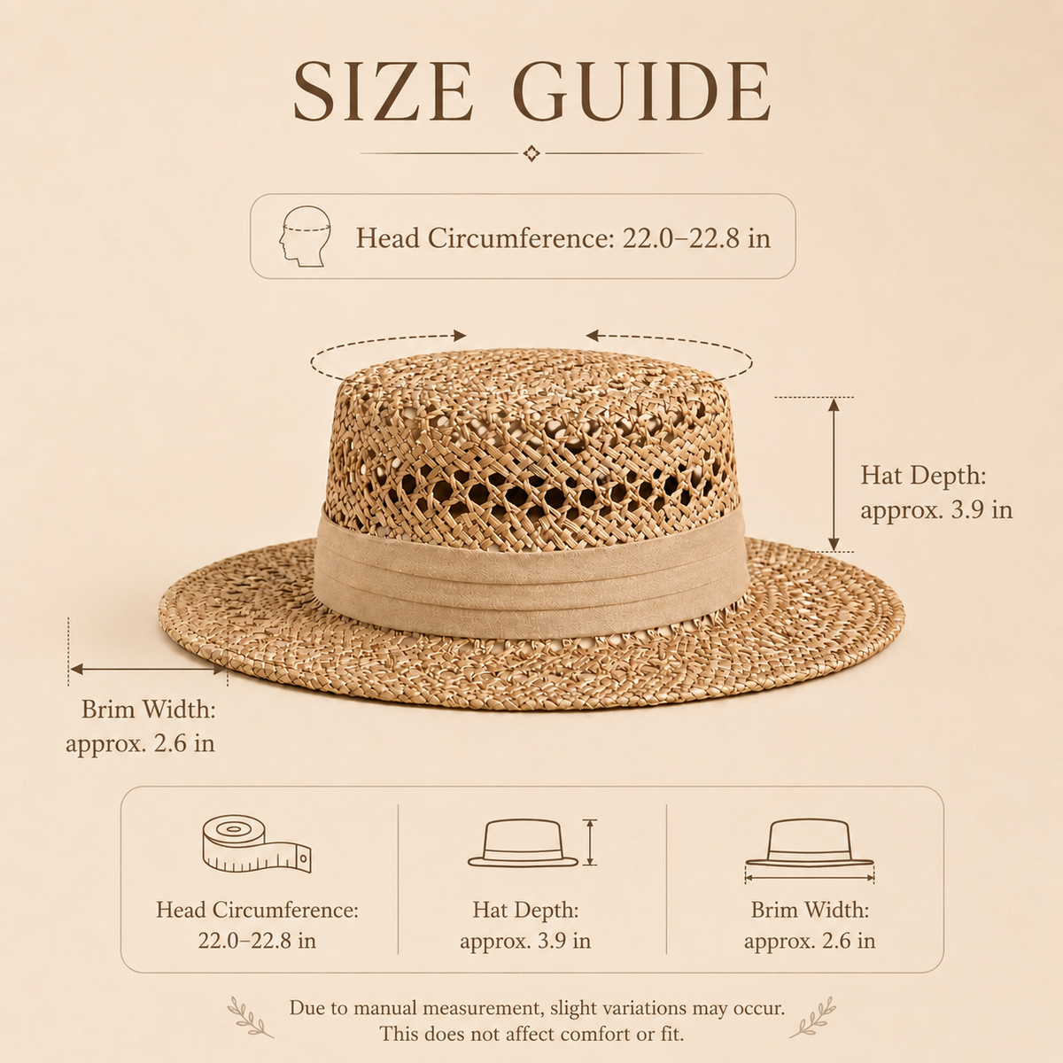 Open-Weave Straw Boater Hat with Ribbon