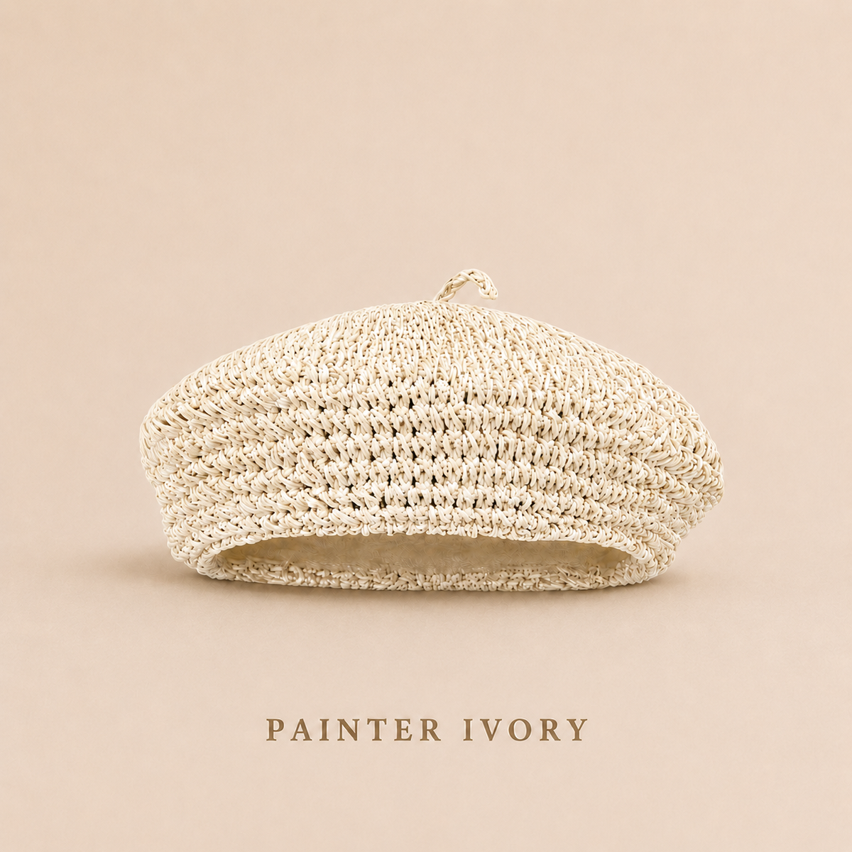 Women's Large-Fit Openwork Crochet Straw Beret – Artist Hat